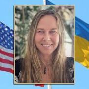 Rai Farrelly and Ukraine and U.S. flags