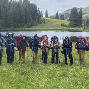 High schoolers on a hike